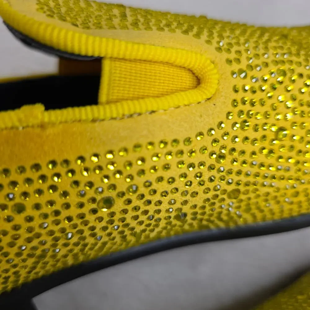 Bright Yellow sz10 Rhinestones allover loafers. Events. Entertainer. Shows Artzy